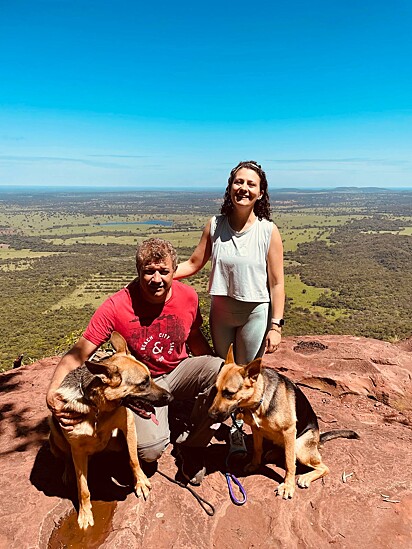Adilson, Elitonia, and their adorable dog duo. 