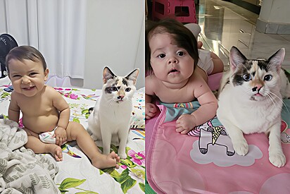 In the first photo, Jessie is next to Alice, and in the second, she’s next to Miguel.
