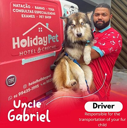 Gabriel is responsible for driving the pet taxi, safely transporting the students.