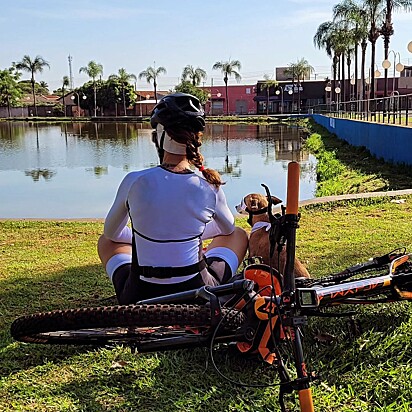 The dog is always ready for a bike ride.